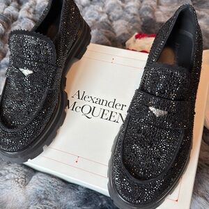Alexander McQueen Black Embellished Men's Loafers